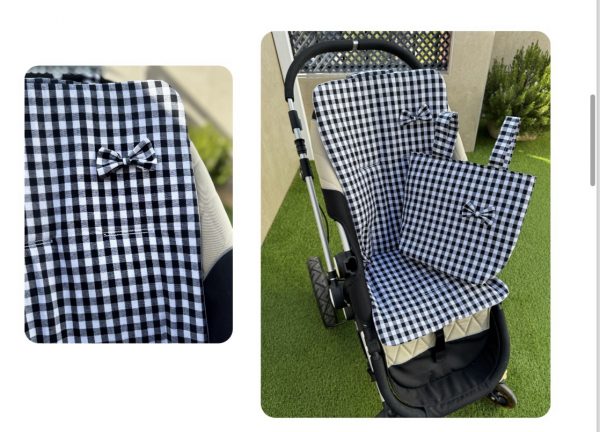 Conjunto Vichy Negro Colchoneta + Bolso