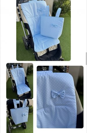 Conjunto Lunares Azul Colchoneta + Bolso
