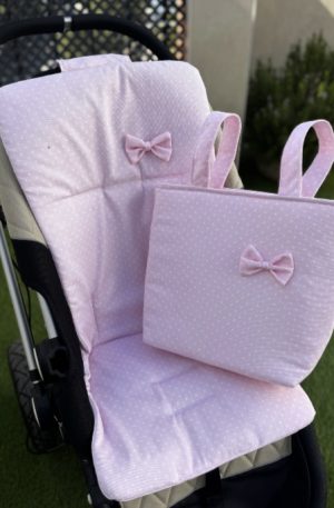 Conjunto Lunares Rosa Colchoneta + Bolso