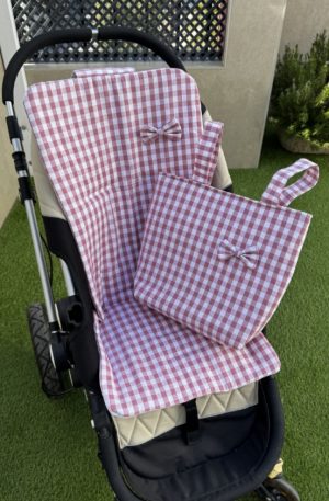 Conjunto Vichy Rosa Colchoneta + Bolso