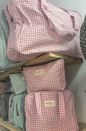 Conjunto Bolsos Maternidad Vichy Rosa